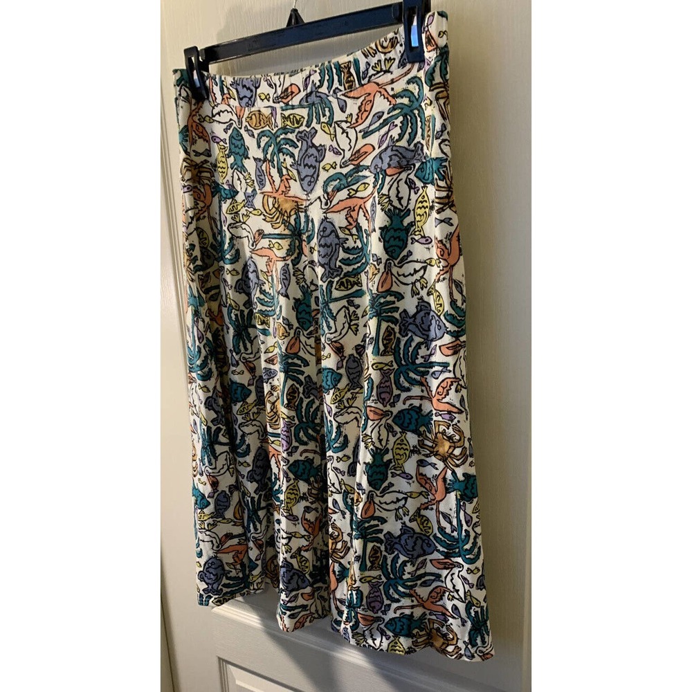 Vintage Sweater Bee by Banff M Medium Sealife Print Cotton Midi Skirt